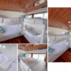 3 days shared trip. Cozy cabin room featuring white bunk beds, wooden ceiling, and modern decor, with neatly arranged linens and pillows.